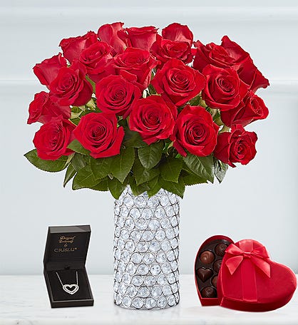 Sparkle Her Day Red Roses